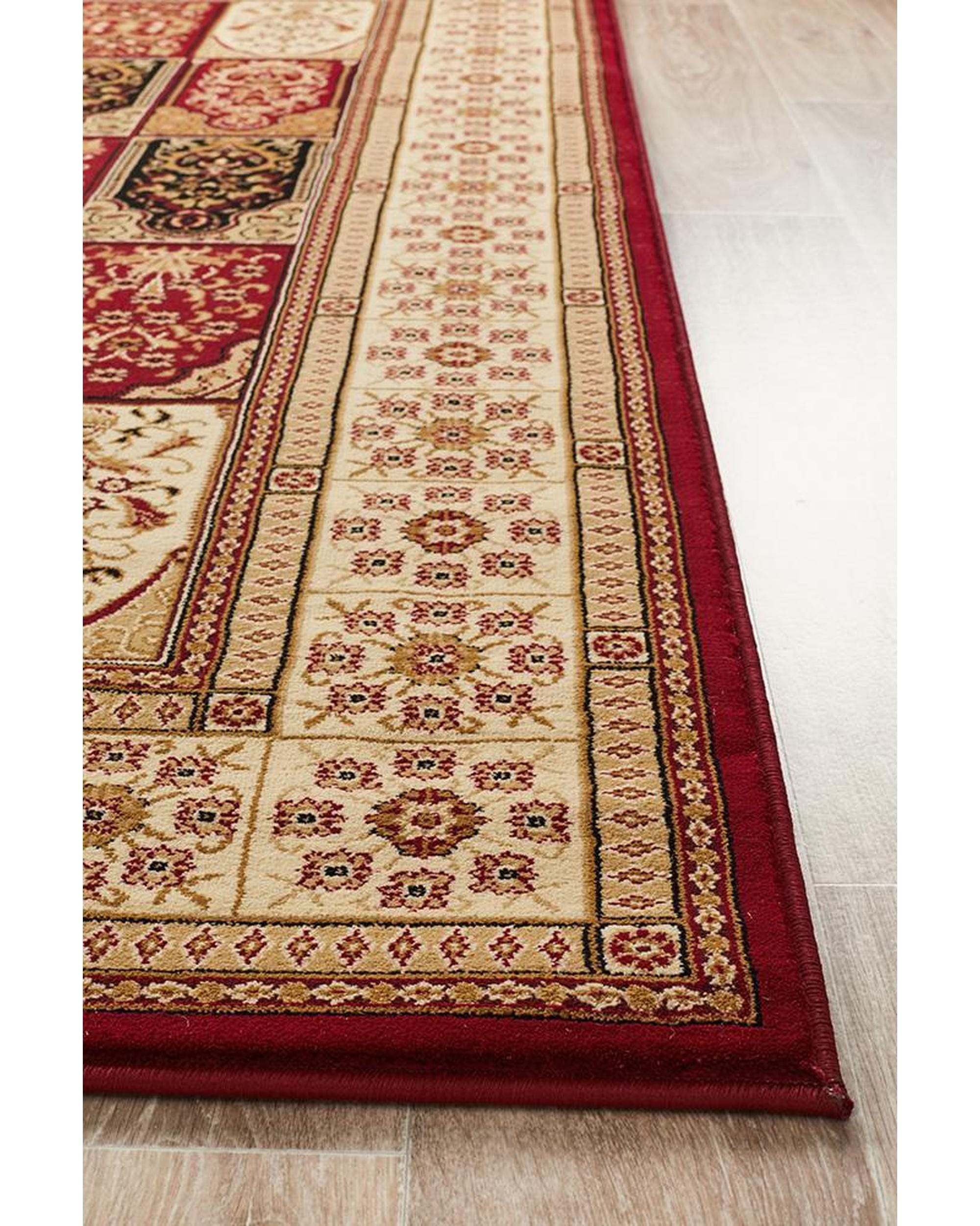 Rug Culture Rugs Sydney Collection Traditional Panel Pattern Rug Burgundy