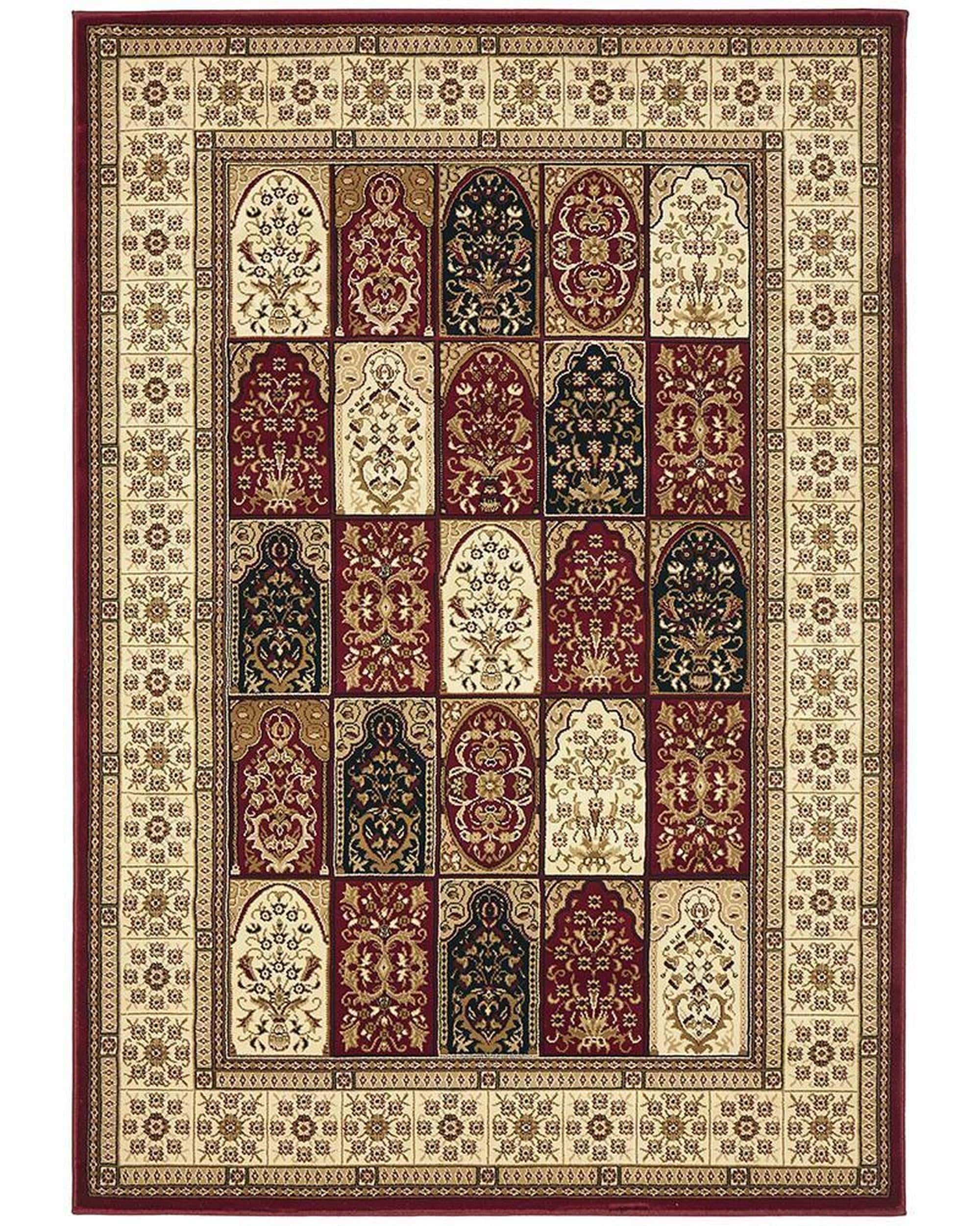 Rug Culture Rugs Sydney Collection Traditional Panel Pattern Rug Burgundy