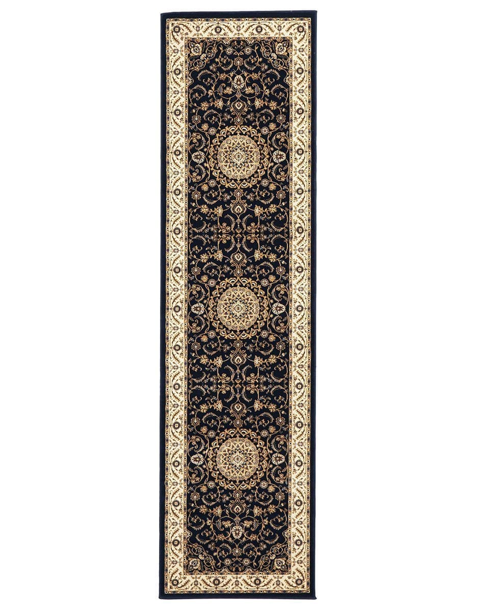 Rug Culture Rugs Sydney Medallion Runner Blue with Ivory Border Runner Rug