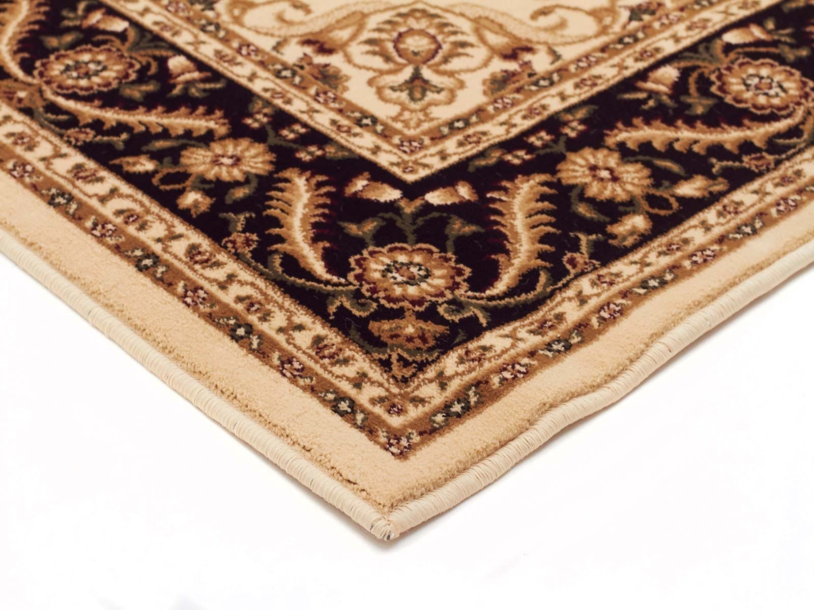 Rug Culture Rugs Sydney Medallion Runner Ivory with Black Border Runner Rug