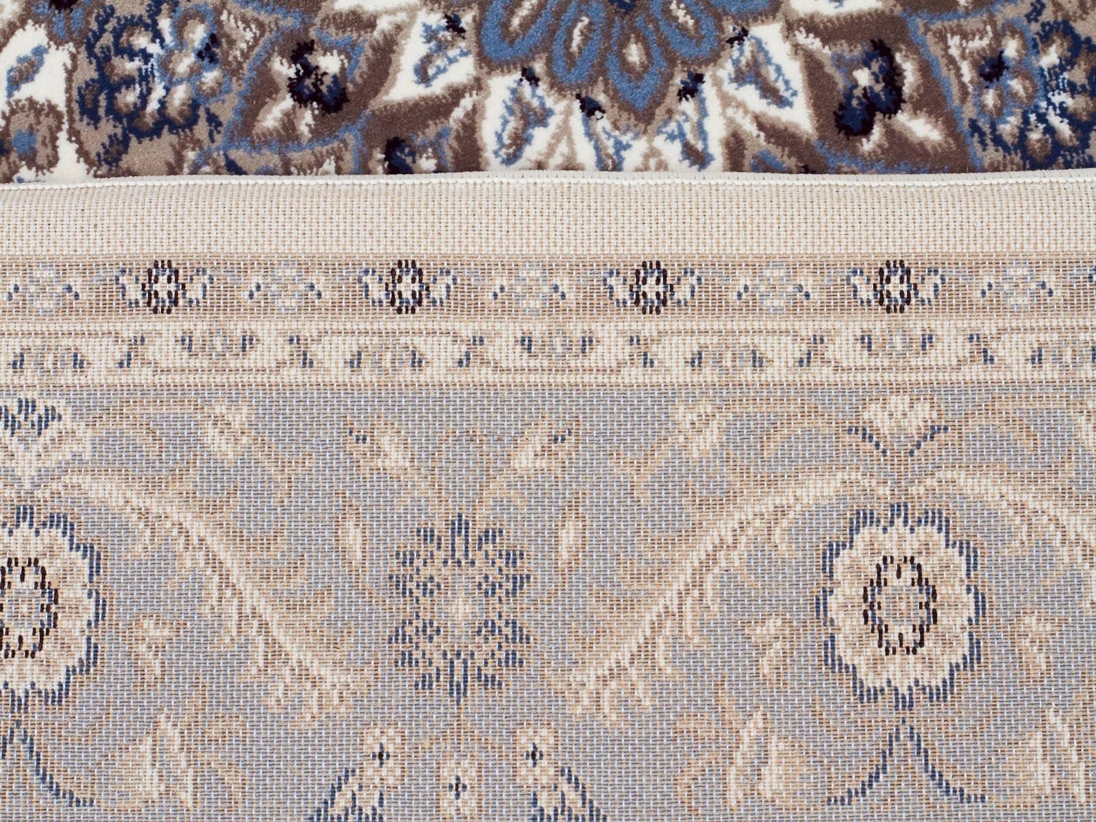 Rug Culture Rugs Sydney Medallion Runner White with Blue Border Runner Rug