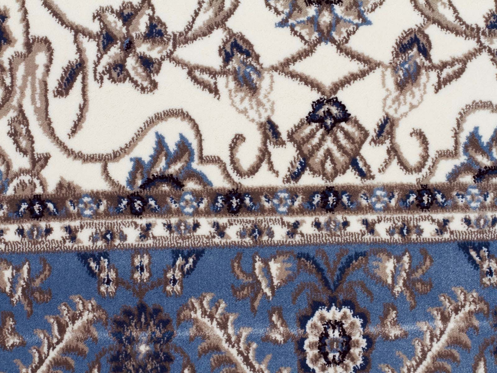 Rug Culture Rugs Sydney Medallion Runner White with Blue Border Runner Rug