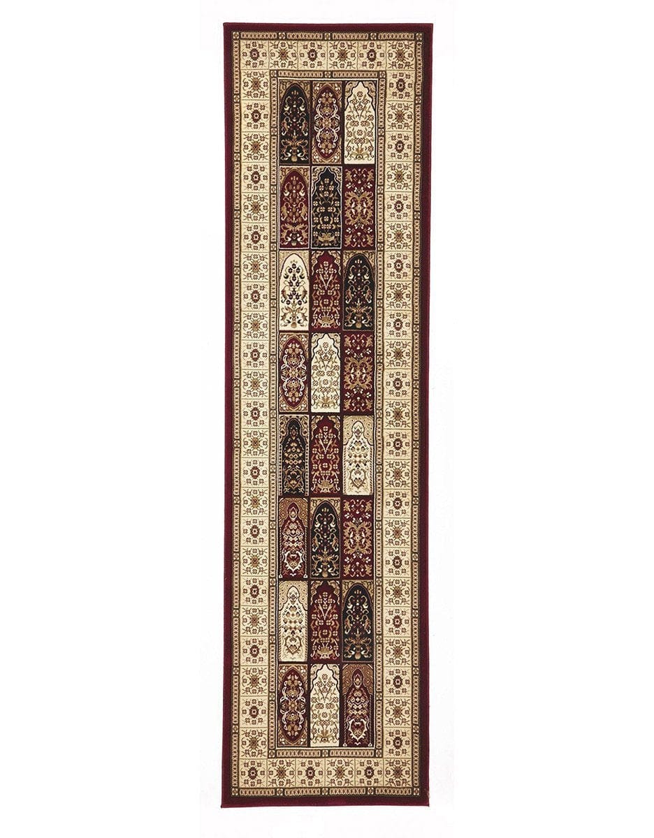 Rug Culture Rugs Sydney Panel Pattern Burgundy Ivory Runner Runner Rug
