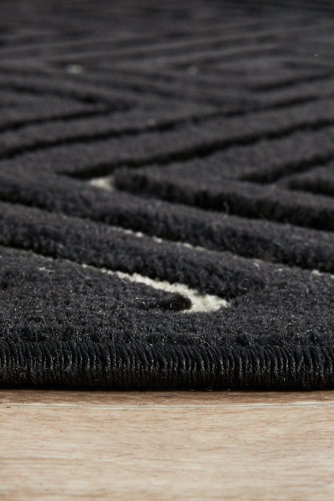 RUG CULTURE Rugs York Alice Black & Gold Runner Rug