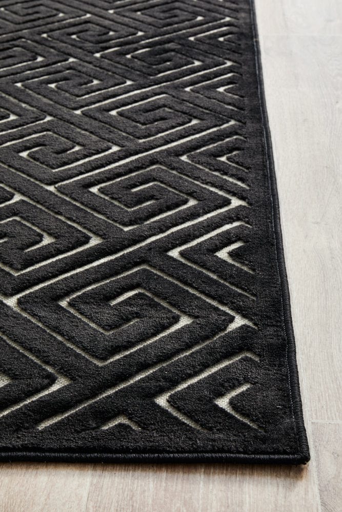 RUG CULTURE Rugs York Alice Black & Gold Runner Rug