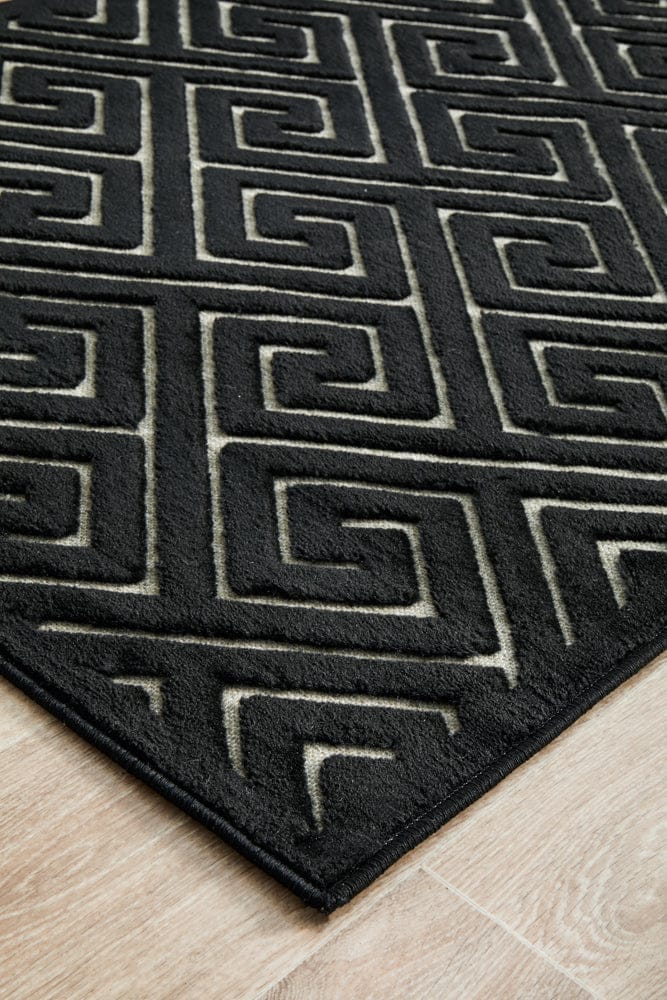 RUG CULTURE Rugs York Alice Black & Gold Runner Rug