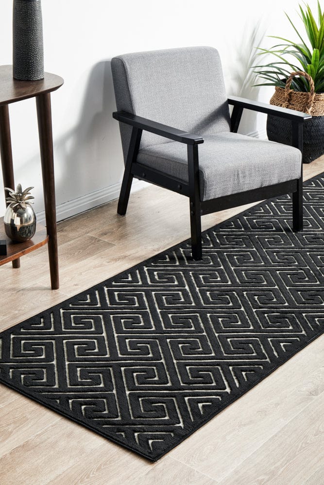 RUG CULTURE Rugs York Alice Black & Gold Runner Rug