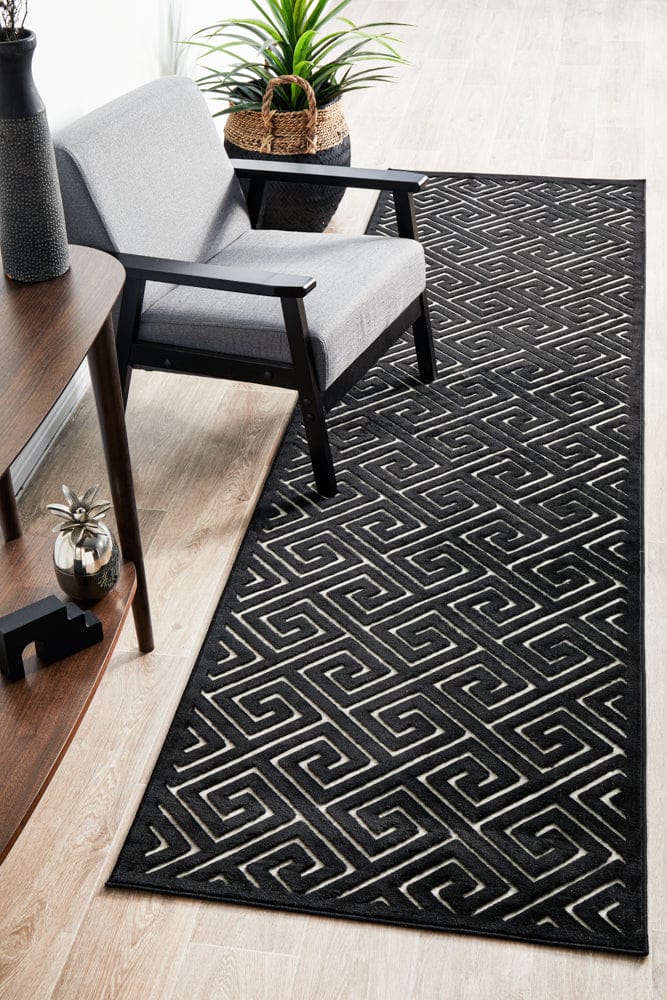 RUG CULTURE Rugs York Alice Black & Gold Runner Rug
