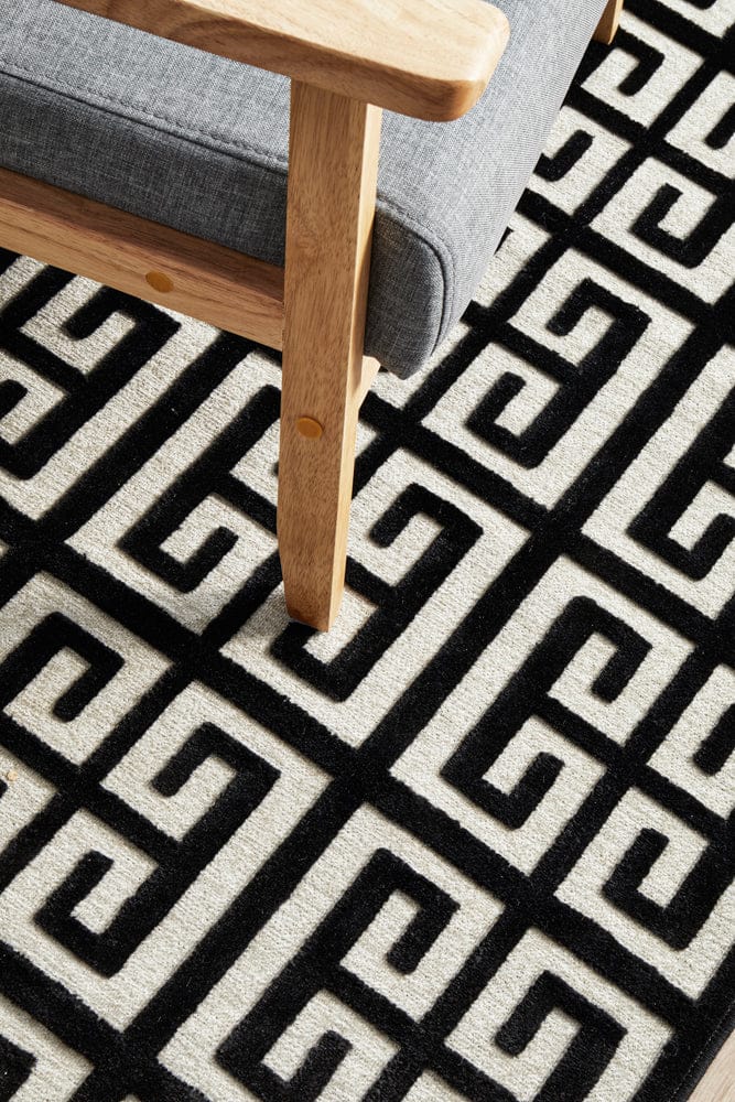 RUG CULTURE Rugs York Brenda Black & Gold Runner Rug