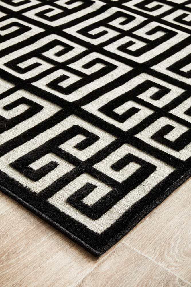 RUG CULTURE Rugs York Brenda Black & Gold Runner Rug