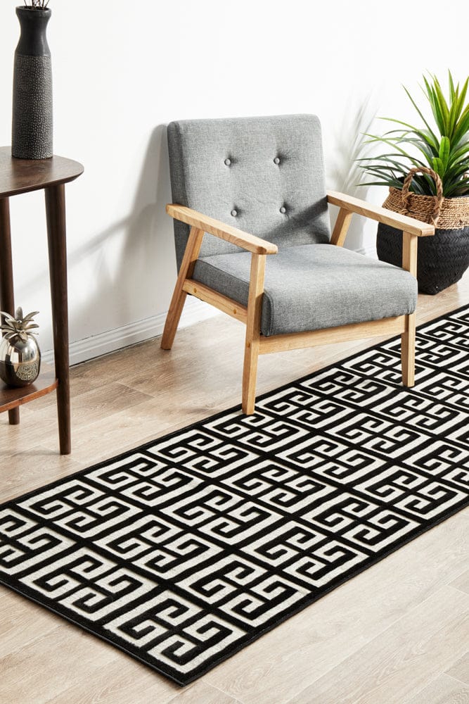 RUG CULTURE Rugs York Brenda Black & Gold Runner Rug