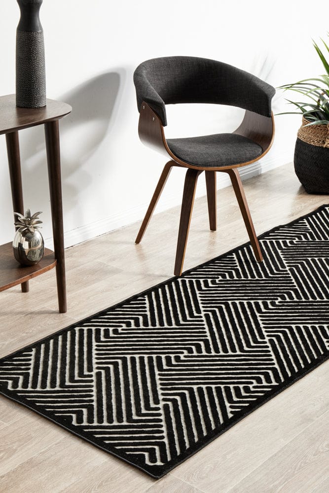 RUG CULTURE Rugs York Cindy Black & Gold Runner Rug