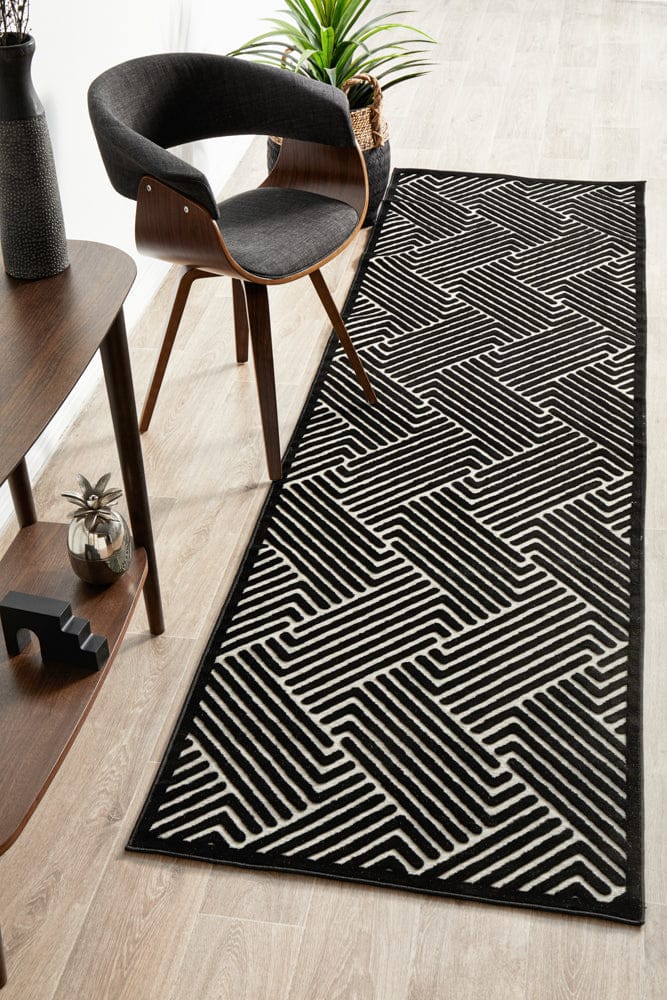 RUG CULTURE Rugs York Cindy Black & Gold Runner Rug