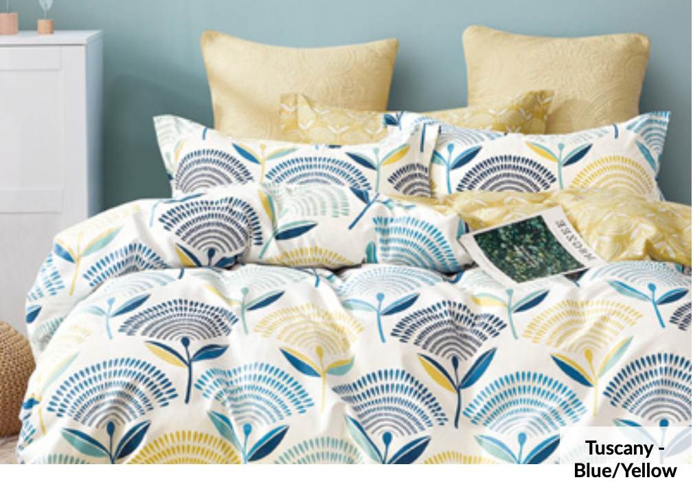 Odyysey Living Tuscany Blue/Yellow Cotton Quilt Cover Set Odyssey Living