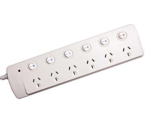 SAA TV Accessories 6 Way Powerboard with Individual Switches