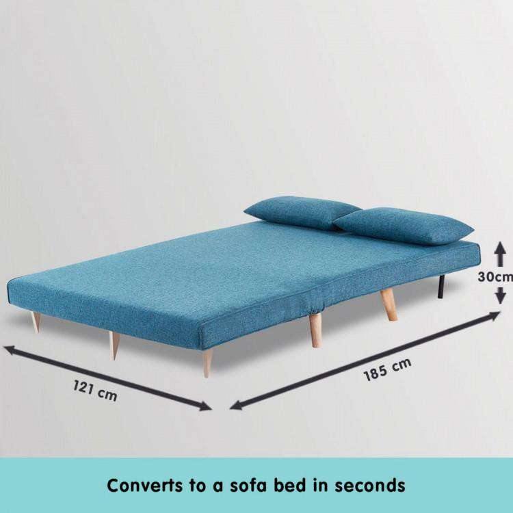 Sarantino Sofa 2-SEATER ADJUSTABLE SOFA BED LOUNGE FAUX VELVET FABRIC - BLUE