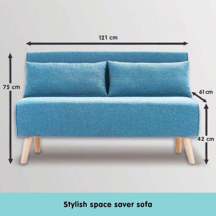 Sarantino Sofa 2-SEATER ADJUSTABLE SOFA BED LOUNGE FAUX VELVET FABRIC - BLUE