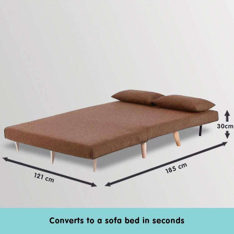 Sarantino Sofa 2-SEATER ADJUSTABLE SOFA BED LOUNGE FAUX VELVET FABRIC - BROWN