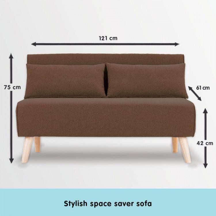 Sarantino Sofa 2-SEATER ADJUSTABLE SOFA BED LOUNGE FAUX VELVET FABRIC - BROWN