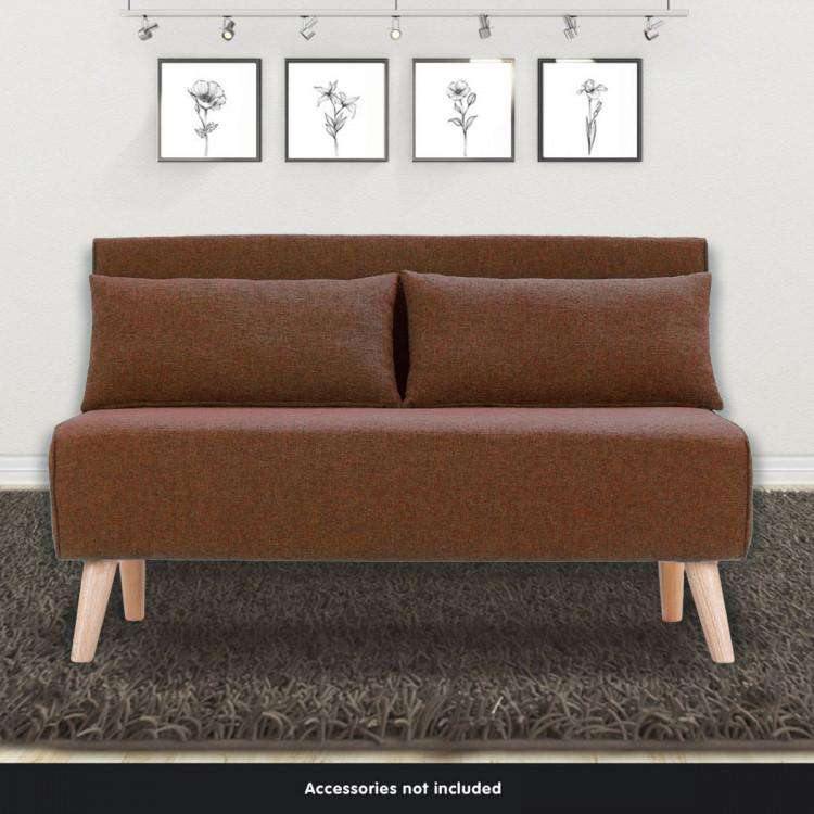 Sarantino Sofa 2-SEATER ADJUSTABLE SOFA BED LOUNGE FAUX VELVET FABRIC - BROWN