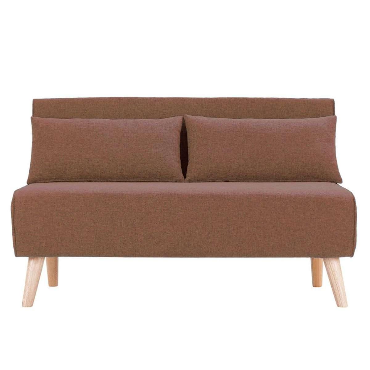 Sarantino Sofa 2-SEATER ADJUSTABLE SOFA BED LOUNGE FAUX VELVET FABRIC - BROWN