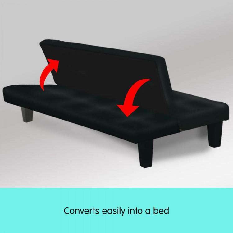 Sarantino Sofa 2 SEATER MODULAR LINEN FABRIC SOFA BED COUCH - BLACK