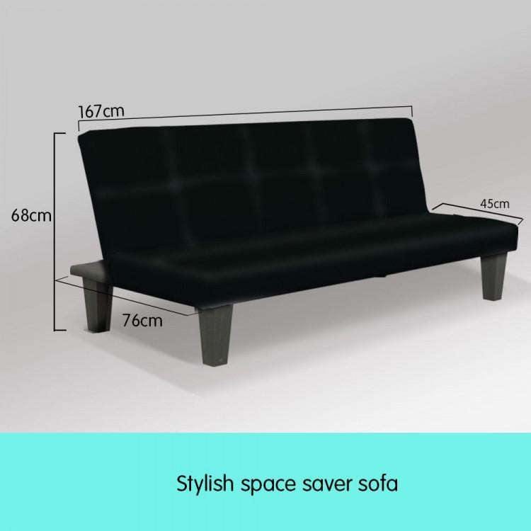 Sarantino Sofa 2 SEATER MODULAR LINEN FABRIC SOFA BED COUCH - BLACK