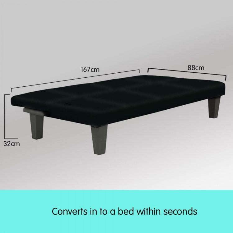 Sarantino Sofa 2 SEATER MODULAR LINEN FABRIC SOFA BED COUCH - BLACK