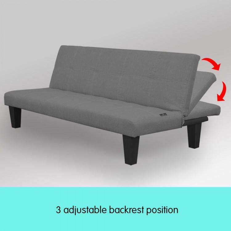 Sarantino Sofa 2 SEATER MODULAR LINEN FABRIC SOFA BED COUCH - DARK GREY