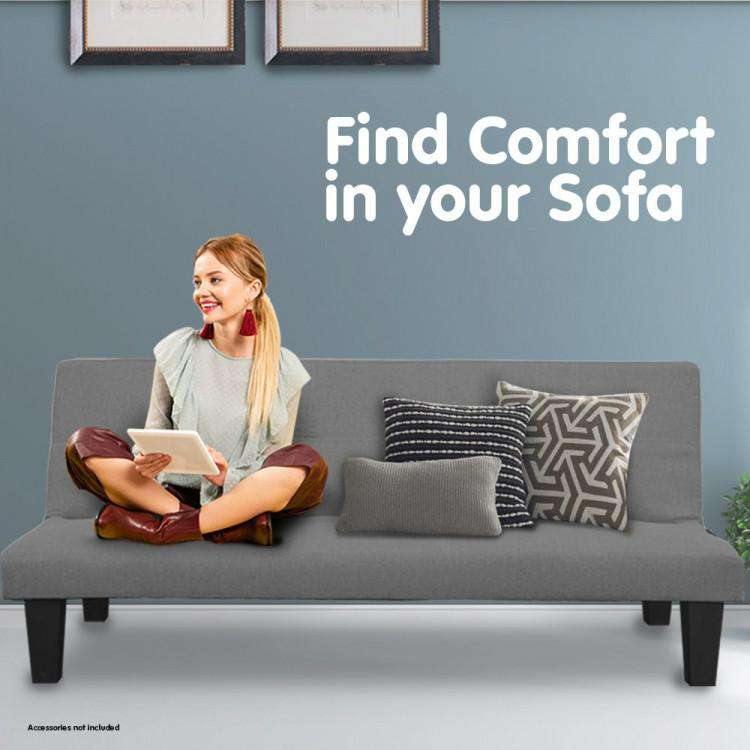Sarantino Sofa 2 SEATER MODULAR LINEN FABRIC SOFA BED COUCH - DARK GREY
