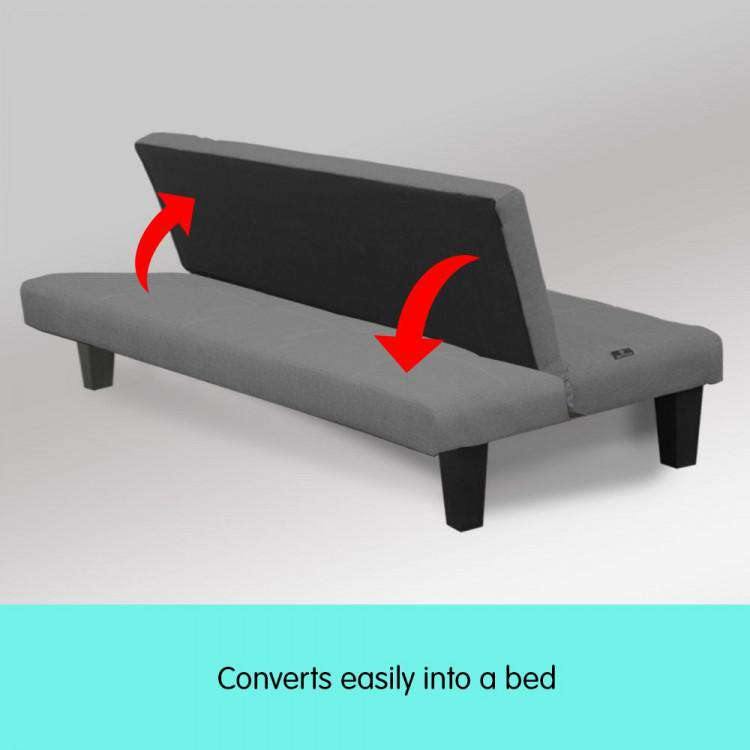 Sarantino Sofa 2 SEATER MODULAR LINEN FABRIC SOFA BED COUCH - DARK GREY