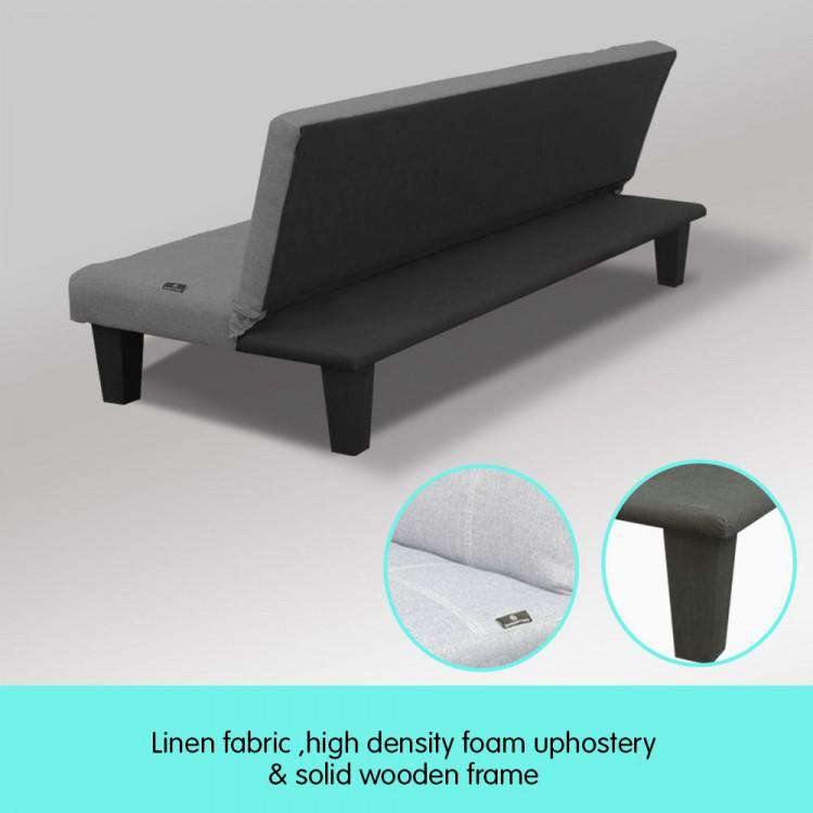 Sarantino Sofa 2 SEATER MODULAR LINEN FABRIC SOFA BED COUCH - DARK GREY