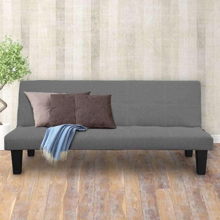 Sarantino Sofa 2 SEATER MODULAR LINEN FABRIC SOFA BED COUCH - DARK GREY