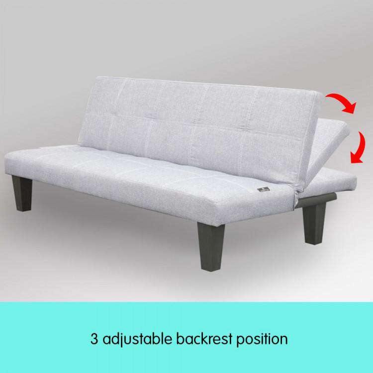 Sarantino Sofa 2 SEATER MODULAR LINEN FABRIC SOFA BED COUCH - GREY
