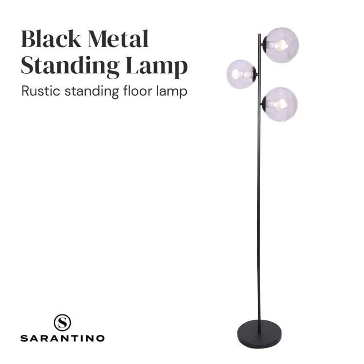 Sarantino Lamp SARANTINO 3-LIGHT BLACK METAL FLOOR LAMP