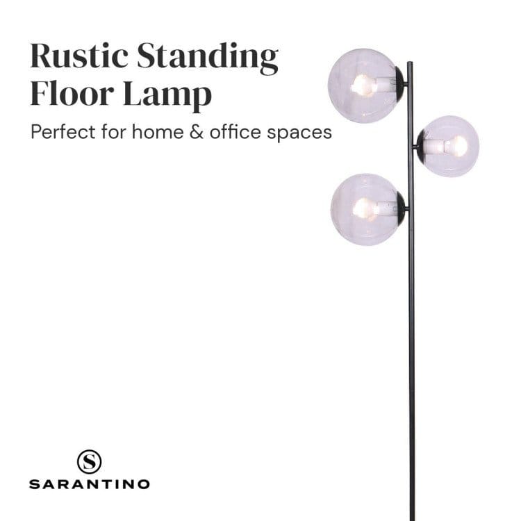 Sarantino Lamp SARANTINO 3-LIGHT BLACK METAL FLOOR LAMP