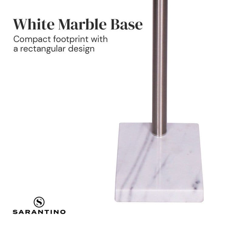 Sarantino Lamp SARANTINO 3-LIGHT METAL ARC FLOOR LAMP - NICKEL & MARBLE FINISH