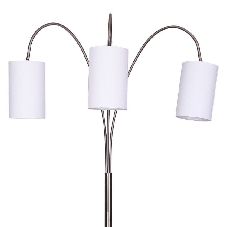 Sarantino Lamp SARANTINO 3-LIGHT METAL ARC FLOOR LAMP - NICKEL & MARBLE FINISH