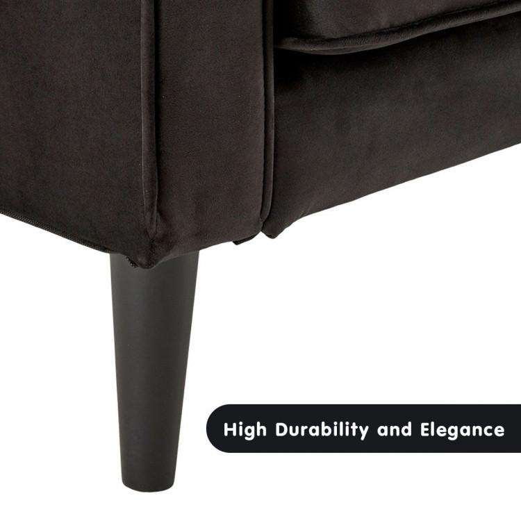 Sarantino Sofa SARANTINO 3 SEATER FAUX VELVET SOFA BED COUCH FURNITURE LOUNGE - BLACK