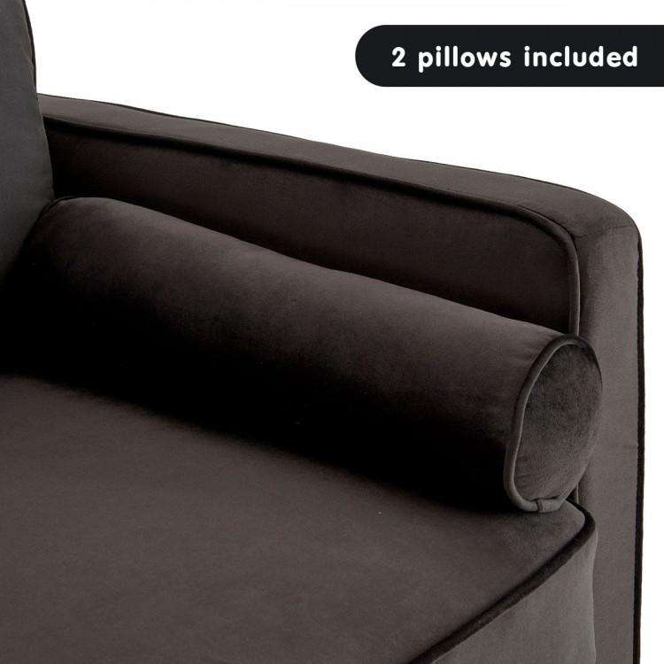 Sarantino Sofa SARANTINO 3 SEATER FAUX VELVET SOFA BED COUCH FURNITURE LOUNGE - BLACK