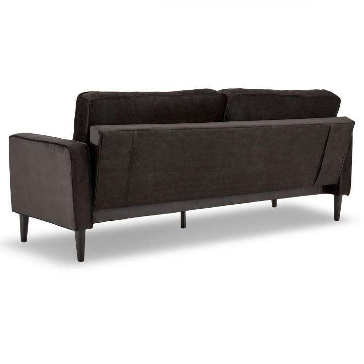 Sarantino Sofa SARANTINO 3 SEATER FAUX VELVET SOFA BED COUCH FURNITURE LOUNGE - BLACK
