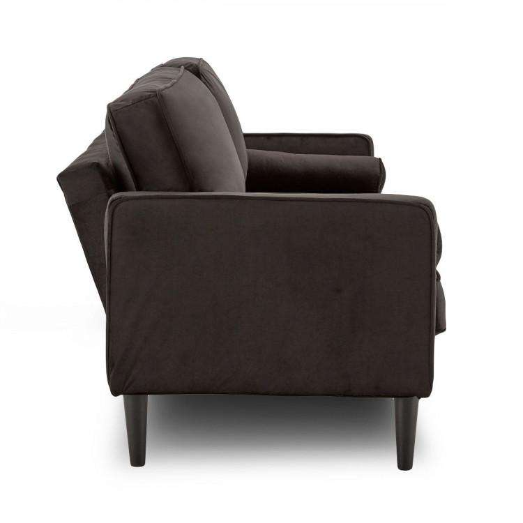 Sarantino Sofa SARANTINO 3 SEATER FAUX VELVET SOFA BED COUCH FURNITURE LOUNGE - BLACK
