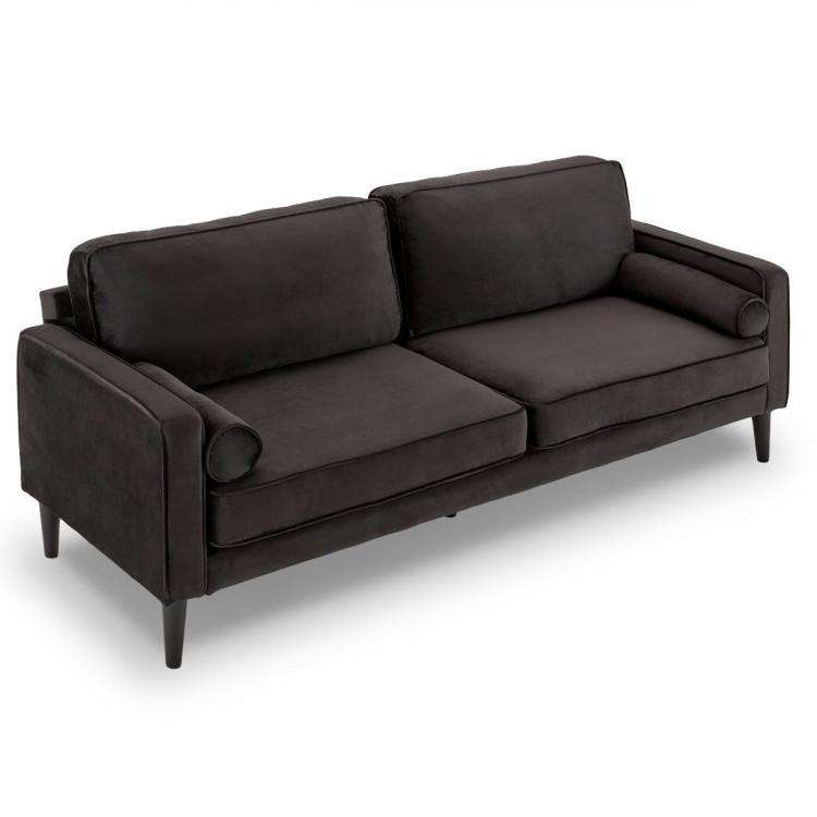 Sarantino Sofa SARANTINO 3 SEATER FAUX VELVET SOFA BED COUCH FURNITURE LOUNGE - BLACK