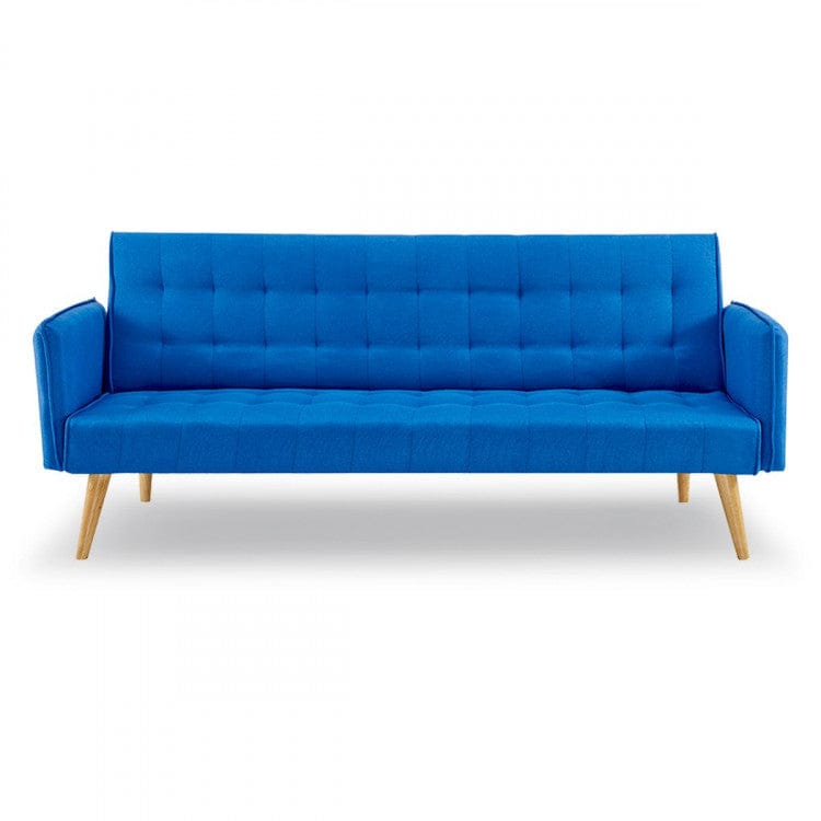 Sarantino Sofa Sarantino 3 Seater Modular Linen Fabric Sofa Bed Couch Armrest - Blue