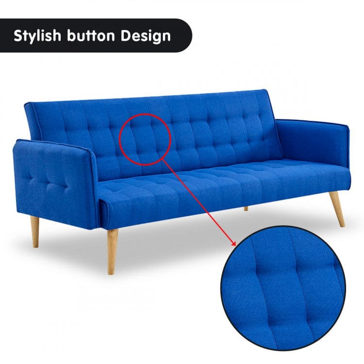 Sarantino Sofa Sarantino 3 Seater Modular Linen Fabric Sofa Bed Couch Armrest - Blue