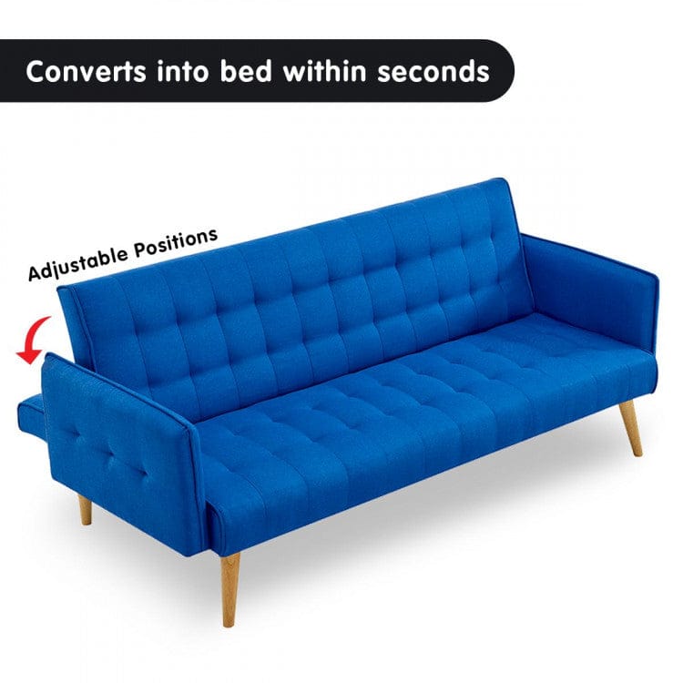Sarantino Sofa Sarantino 3 Seater Modular Linen Fabric Sofa Bed Couch Armrest - Blue