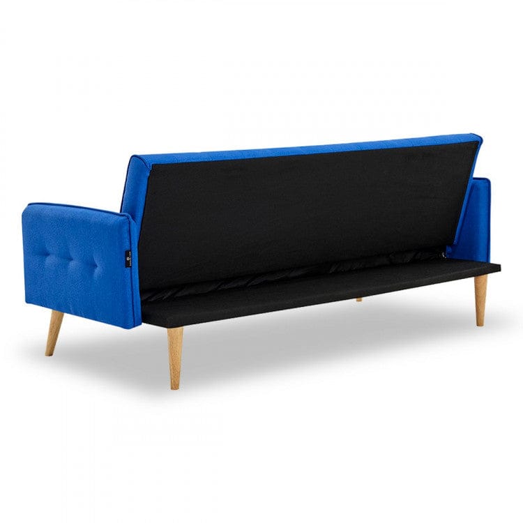 Sarantino Sofa Sarantino 3 Seater Modular Linen Fabric Sofa Bed Couch Armrest - Blue