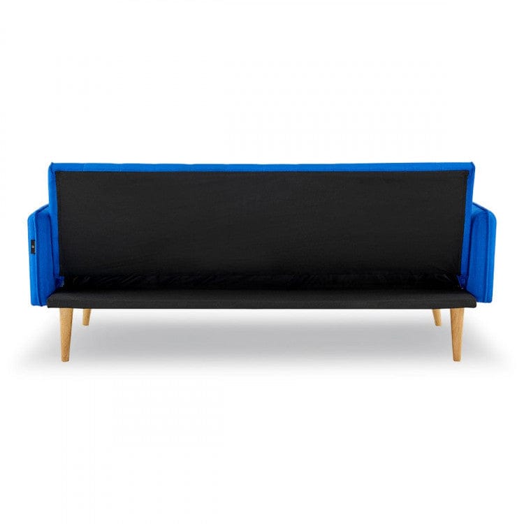 Sarantino Sofa Sarantino 3 Seater Modular Linen Fabric Sofa Bed Couch Armrest - Blue