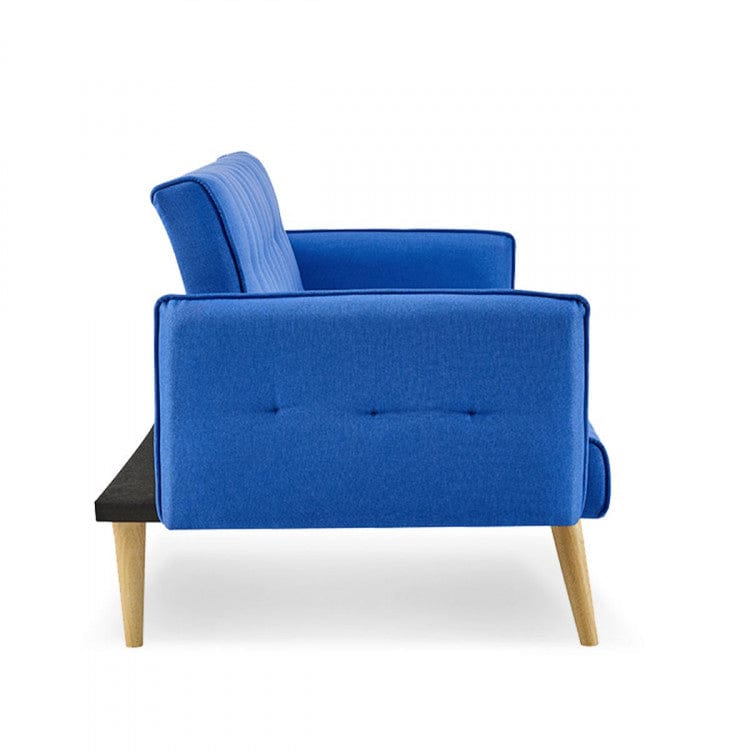 Sarantino Sofa Sarantino 3 Seater Modular Linen Fabric Sofa Bed Couch Armrest - Blue