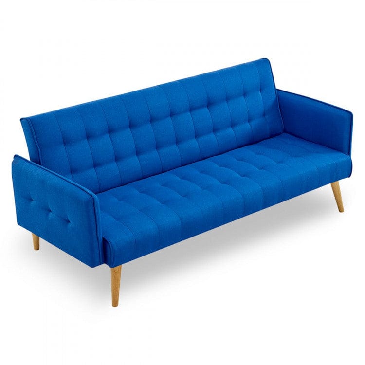 Sarantino Sofa Sarantino 3 Seater Modular Linen Fabric Sofa Bed Couch Armrest - Blue